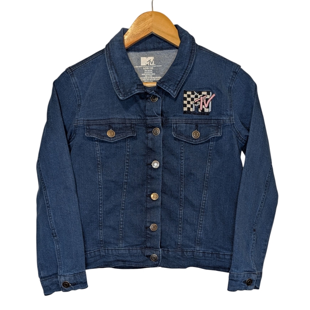 MTV Denim Jean Jacket with Logo Size Large 10-12